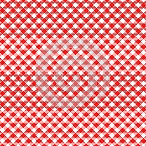 Gingham seamless pattern. Red Italian tablecloth. Picnic tale cloth vector.