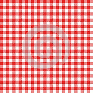 Gingham seamless pattern. Red Italian tablecloth. Picnic tale cloth vector.