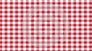 Gingham striped checkered blanket tablecloth. Seamless white red table cloth napkin pattern background with natural textile