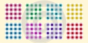 Gingham vector pattern set checkered plaids different color