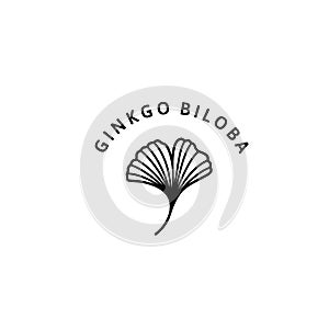 Ginkgo Biloba Leaf herbal organic badge and icon in trendy minimalist linear style. Vector Logo Emblem of gingko