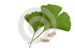 Ginkgo Biloba leaves and pills