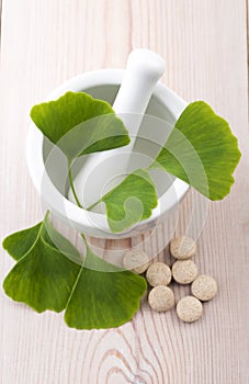 Ginkgo biloba leaves and pills