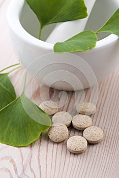 Ginkgo biloba leaves and pills