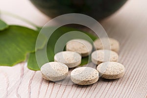 Ginkgo biloba leaves and pills