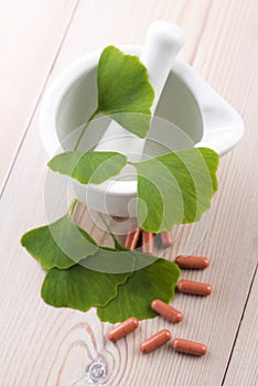 Ginkgo biloba leaves and pills