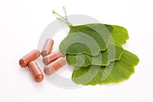 Ginkgo biloba leaves and pills