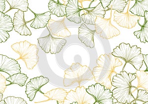 Ginkgo biloba leaves. Seamless pattern, background.