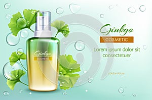 Ginkgo biloba micellar water vector ad banner photo