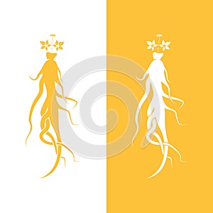 Ginseng logo design template and symbol icon