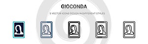 Gioconda icon in filled, thin line, outline and stroke style. Vector illustration of two colored and black gioconda vector icons photo