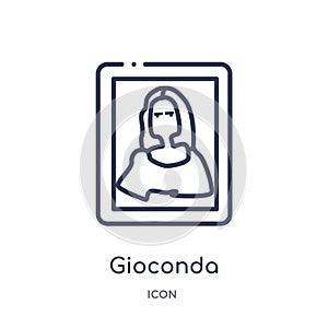 Gioconda icon from museum outline collection. Thin line gioconda icon isolated on white background photo