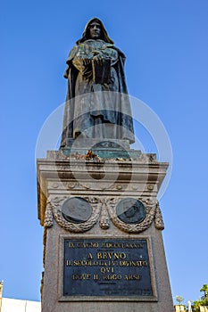 Giordano Bruno statue in Campo Dei Fiori square, Rome