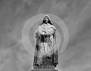 Giordano Bruno statue at the Campo Dei Fiori square in Rome