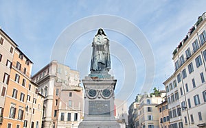 Giordano Bruno statue at the Campo Dei Fiori square in Rome