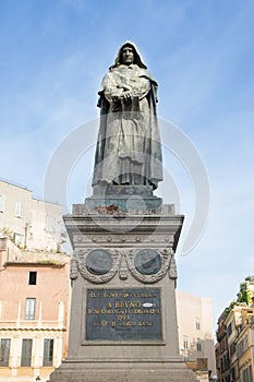 Giordano Bruno statue at the Campo Dei Fiori square in Rome