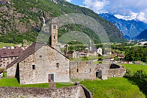 Giornico village in swiss Alps mountains, Ticino, Switzerland