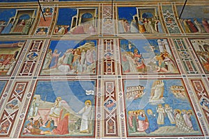 Giotto fresco cycle in the Scrovegni Chapel, Padua Italy