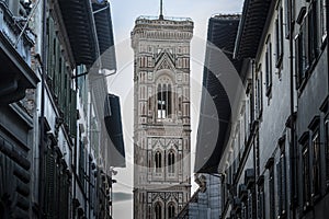 Giotto`s bell tower in the Duomo of Florence in Italy
