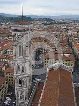 Giotto`s Tower at the Florence Cathedral in Tuscany, Italy