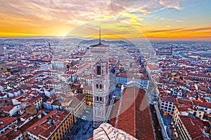 Giottos Bell Tower in Florence, Italy at Dusk photo