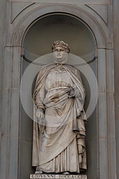 Giovanni Boccaccio. Statue in the Uffizi Gallery, Florence, Tuscany, Italy photo