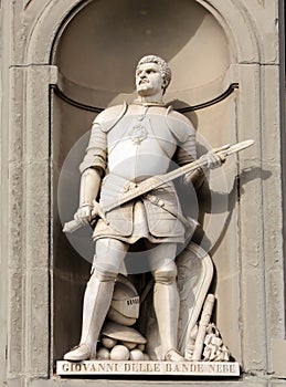 Giovanni dalle Bande Nere in the Niches of the Uffizi Colonnade, Florence. photo