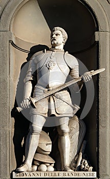 Giovanni delle Bande Nere, statue in the Niches of the Uffizi Colonnade in Florence, Italy photo