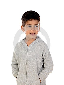Gipsy child with grey sweatshirt