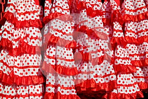 Gipsy dress red spots pattern texture andalusian