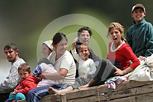 Gipsy family in a waggon