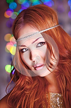 Gipsy Model portrait with beautiful red hair