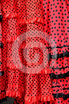 Gipsy red spots dress texture background