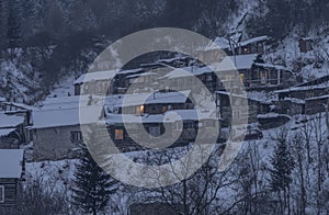 Gipsy village in east Slovakia in winter snow sunny day