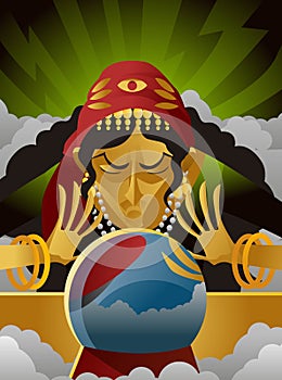 Gipsy woman reading future in crystal ball