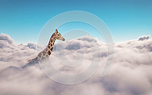 Giraffe above clouds