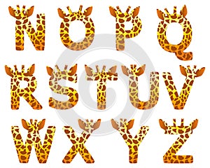 Giraffe alphabet set from N to Z