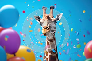 Giraffe balloon colorful party. Generate Ai