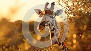 Giraffe in the bush of Kruger national park South Africa. Giraffe at dawn in Kruger park