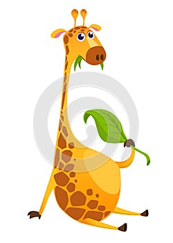 Cartoon giraffe character. Vector illustration