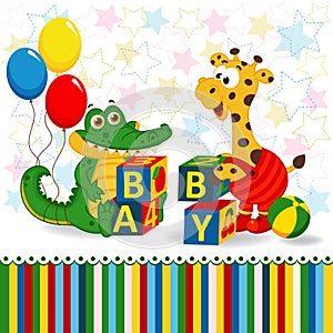 Giraffe and crocodile baby blocks