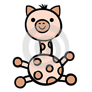 giraffe cute character icon. Hand drawn vector illustration.