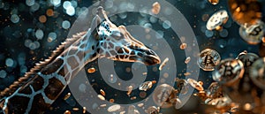 A giraffe eating a bitcoin