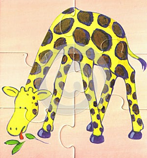 Giraffe eats into the savannah