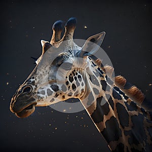 Giraffe with Golden Spots and Star Necklace