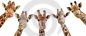 Giraffe heads isolated on white background photo