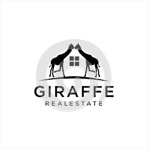 Giraffe Home Logo Design Inspiration . Giraffe House Logo Template . Giraffe Real Estate Logo Icon Vector Stock