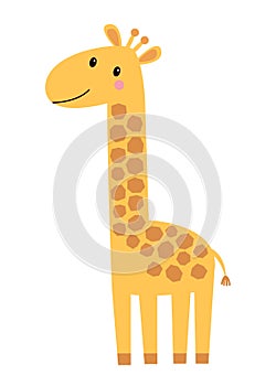Giraffe icon. Cute cartoon funny baby character. Kawaii Africa animal. Long neck head face. Baby clothes kids tshirt sticker cover