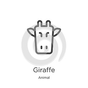 giraffe icon vector from animal collection. Thin line giraffe outline icon vector illustration. Outline, thin line giraffe icon