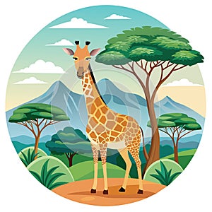 Giraffe in its natural environment-